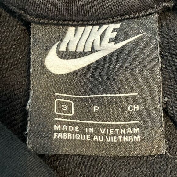 Nike NSW Essential Logo Funnel Neck Hoodie Sweatshirt Black White Fleece S - Picture 6 of 8